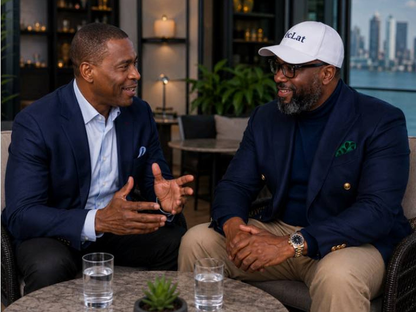 Founder Ebuka Osuorah interviewing Paul Onuwanibe, CEO of Landmark Africa, over lunch in New York.
