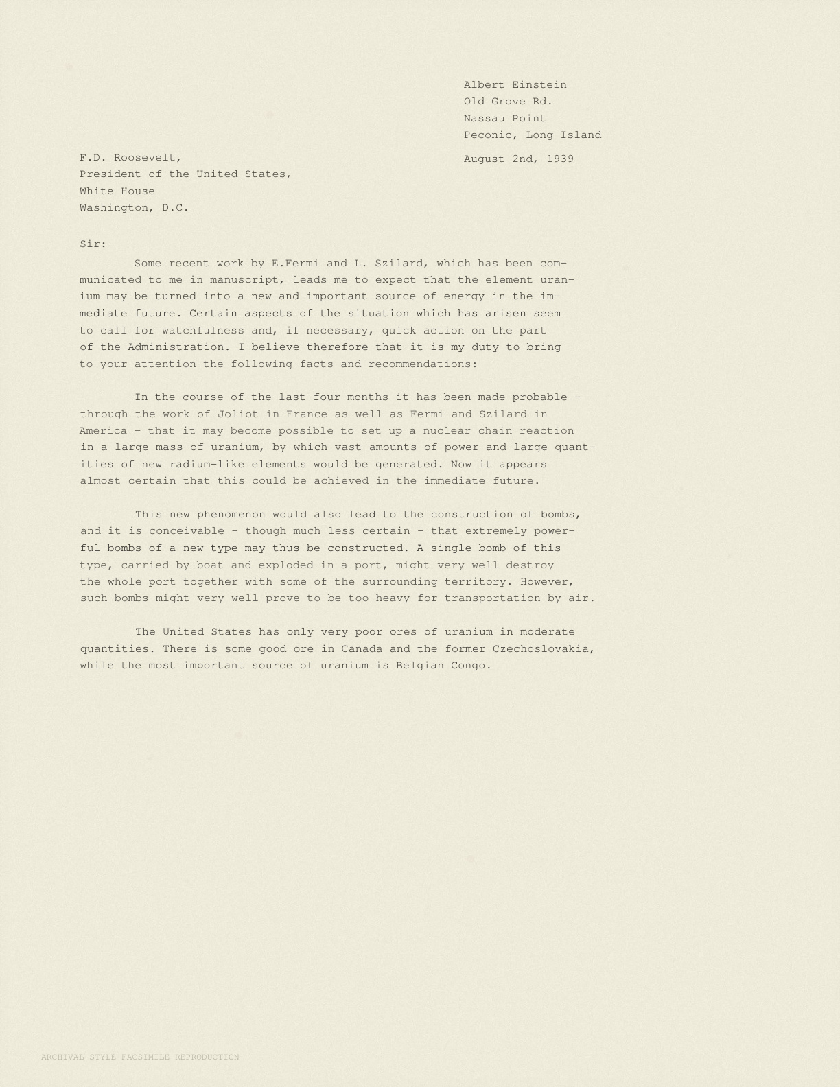 Opening image for The Einstein–Szilard Letter